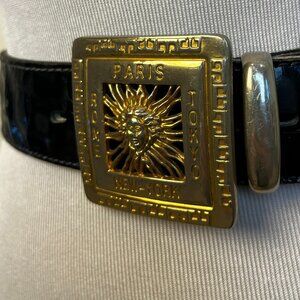 Vintage 80s French Patent Leather Belt – Versace-Inspired Glam
